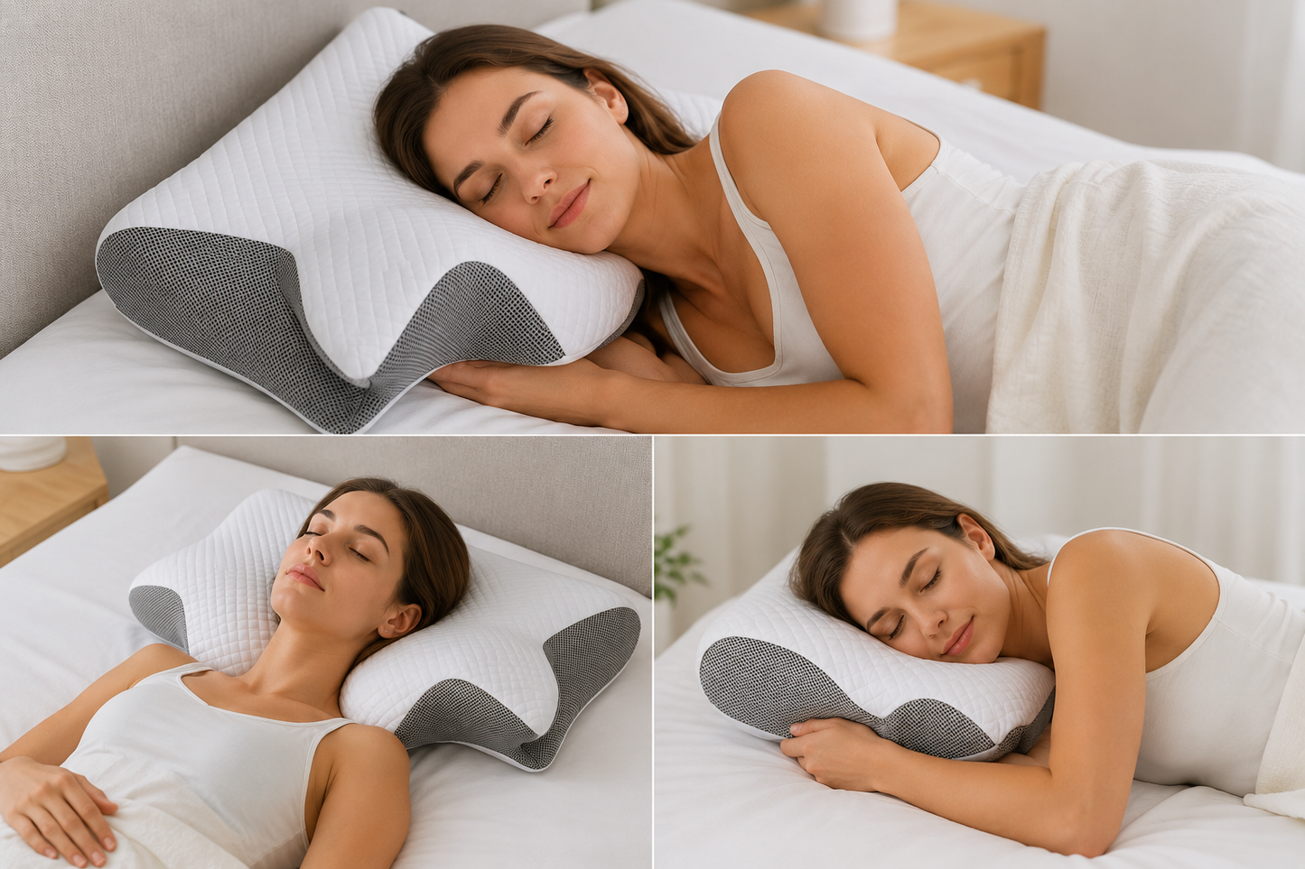 VelourPillows- Ergonomic Cervical Neck Pillow for Sleep Support White