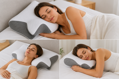 VelourPillows- Ergonomic Cervical Neck Pillow for Sleep Support White
