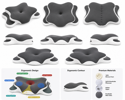 VelourPillows- Ergonomic Cervical Neck Pillow for Sleep Support