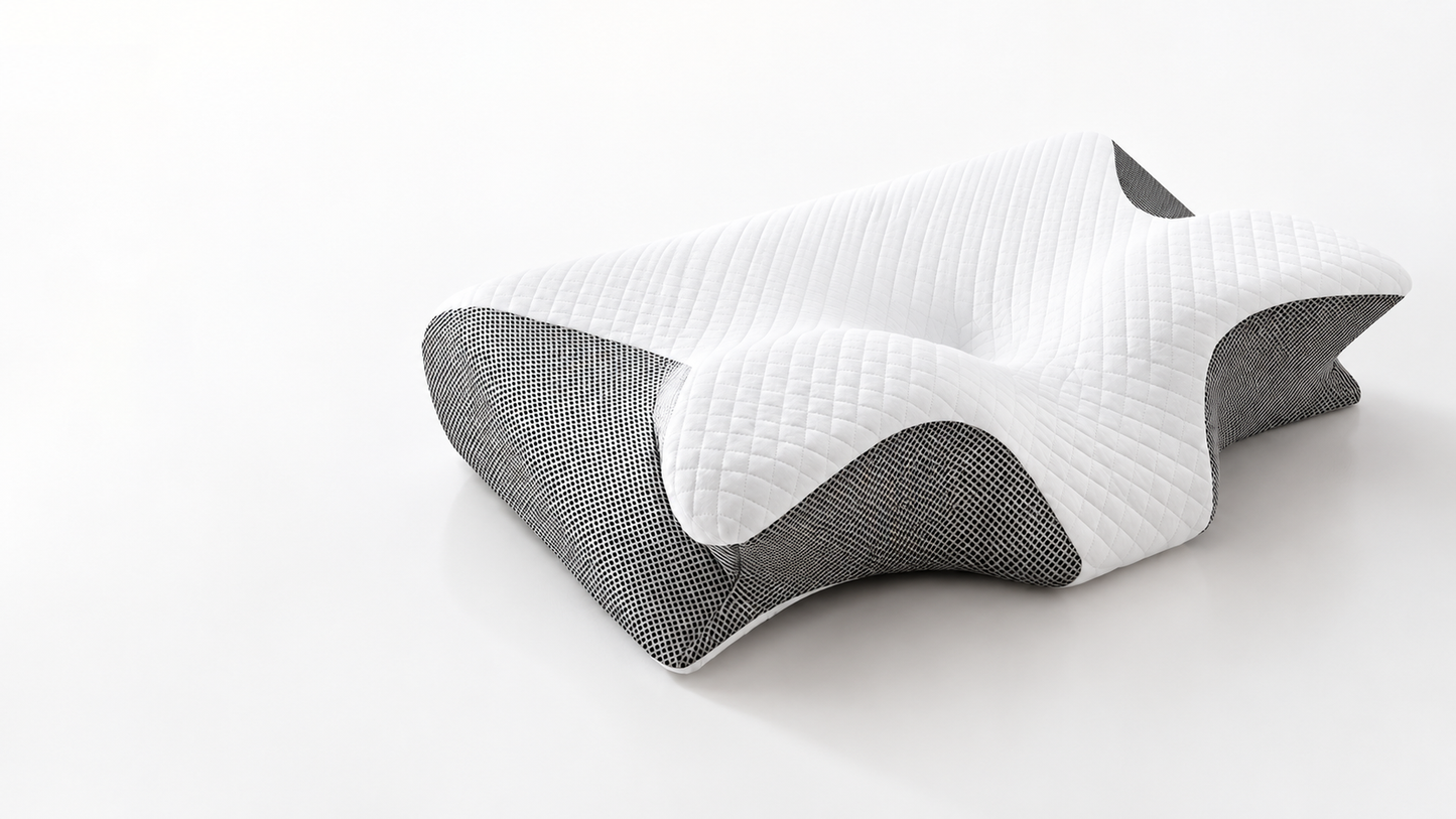 VelourPillows- Ergonomic Cervical Neck Pillow for Sleep Support White