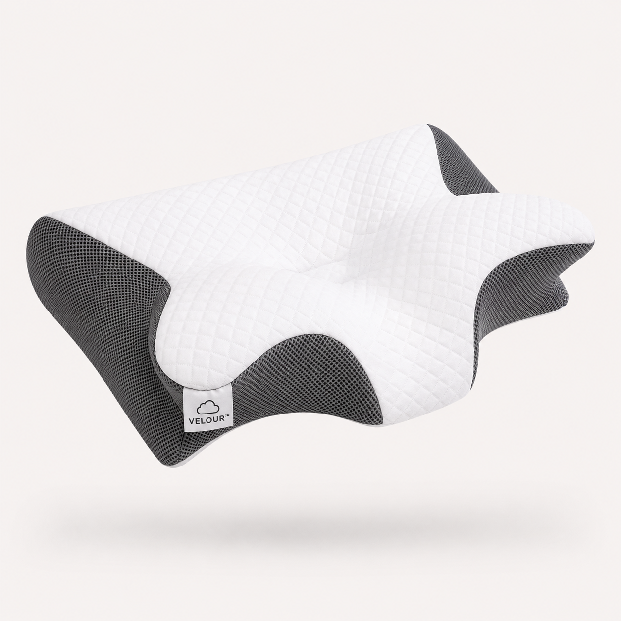 VelourPillows- Ergonomic Cervical Neck Pillow for Sleep Support White